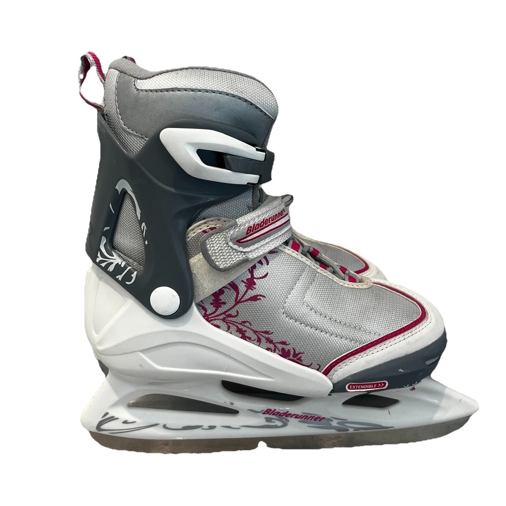 Bladerunner Girls Youth Ice Skates Micro G Adjustable Size 5-8 White Pink Silver